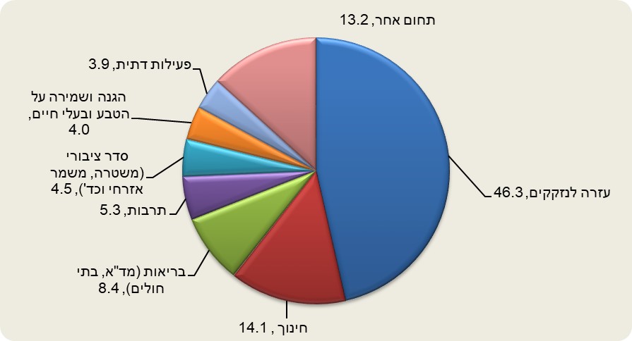 פילוח המתנדבים בישראל ב-2021 לפי תחומי ההתנדבות (מקור: למ&quot;ס)