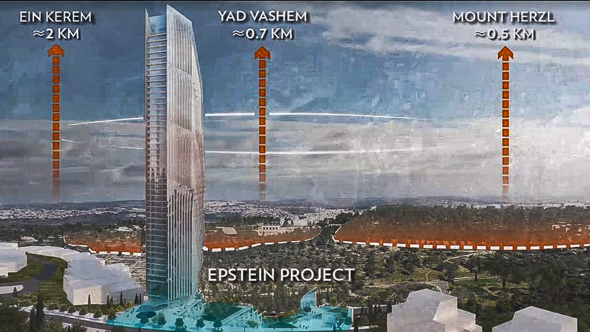 הדמיית הפרויקט למגדל בגובה 165 מטר במתחם אפשטיין מול הר הרצל ויד ושם (הדמיה: משרד אדריכלים AS+GG)