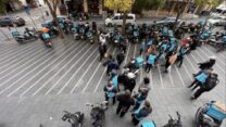 מחאת שליחי וולט בירושלים (צילום: מואיד אבו מיאלה)