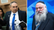 שר השיכון יצחק גולדקנופף, חבר הכנסת אליהו רביבו (צילומים: פלאש90)