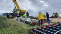 עובדי חברת חשמל מנקים את המסננים אחרי הסופה ברברה (צילום: שמי ביתן, חברת החשמל)