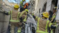 קריסת הפיגומים ברמת גן  (צילום: דוברות איחוד הצלה)