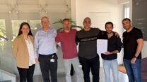 חתימת הסכם קיבוצי בחברת SES (צילום: דוברות ההסתדרות, ועד העובדים)