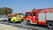זירת תאונת העבודה בכביש החוף (צילום: דוברות כבאות והצלה)