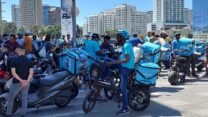 מחאת עובדי וולט נגד מודל התשלומים החדש בחברה (צילום: הדס יום טוב)