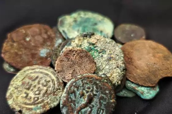המטבעות העתיקים שנתפסו (צילום: רשות העתיקות)