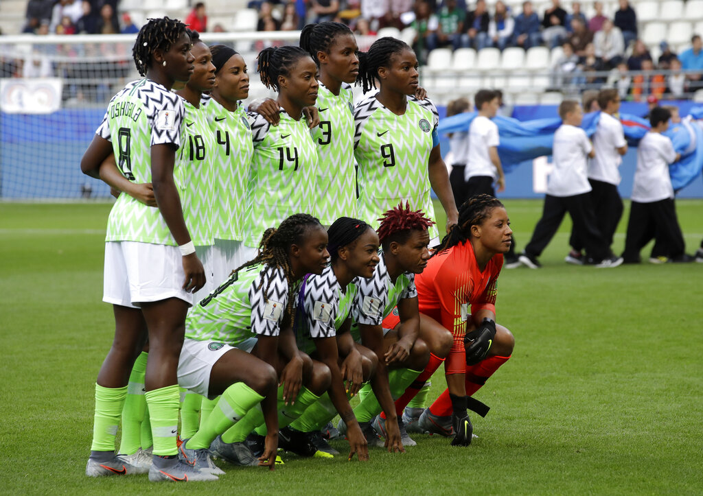 שחקניות נבחרת ניגריה בכדורגל (צילום: AP/Alessandra Tarantino)
