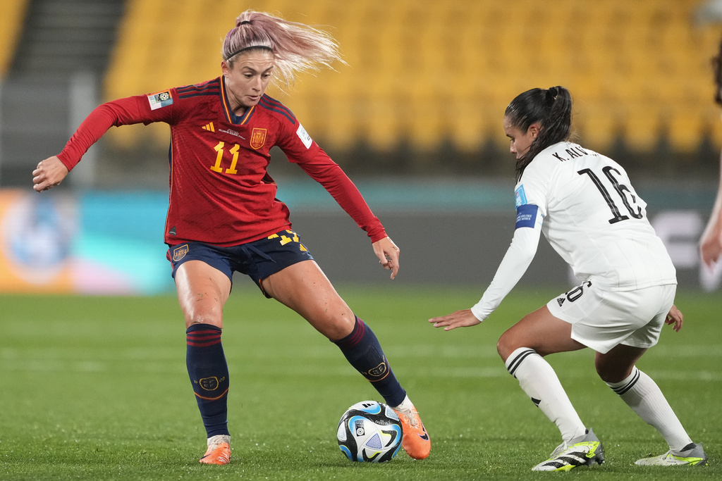 אלכסיה פוטיאס במדי נבחרת ספרד מול מקוסטה ריקה, במונדיאל נשים 2023 (צילום: AP/John Kaufland)