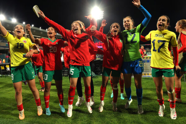 שחקניות נבחרת מרוקו חוגגות את העפלתן לשמינית גמר מונדיאל נשים 2023 (צילום: AAPIMAGE via Reuters Connect)