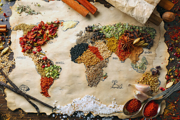 מפת העולם בתבלינים (צילום: Shutterstock)