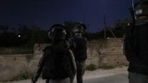 שוטרים עוצרים גניבה חקלאית של שקי שקדים (צילום: דוברות המשטרה)