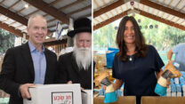 שרת התחבורה מירי רגב ושר הביטחון יואב גלנט במבצעי התרמה לנזקקים (צילומים: עמודי הפייסבוק של השרים)