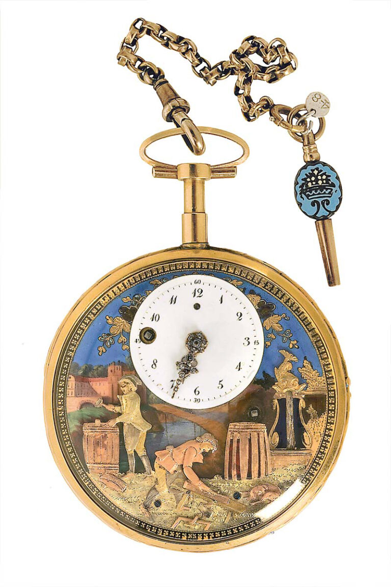 נגנב והוחזר: שעון תמונה נעה, שווייץ, 1800 בקירוב (צילום: אבשלום אביטל, באדיבות המוזיאון לאמנות האסלאם)