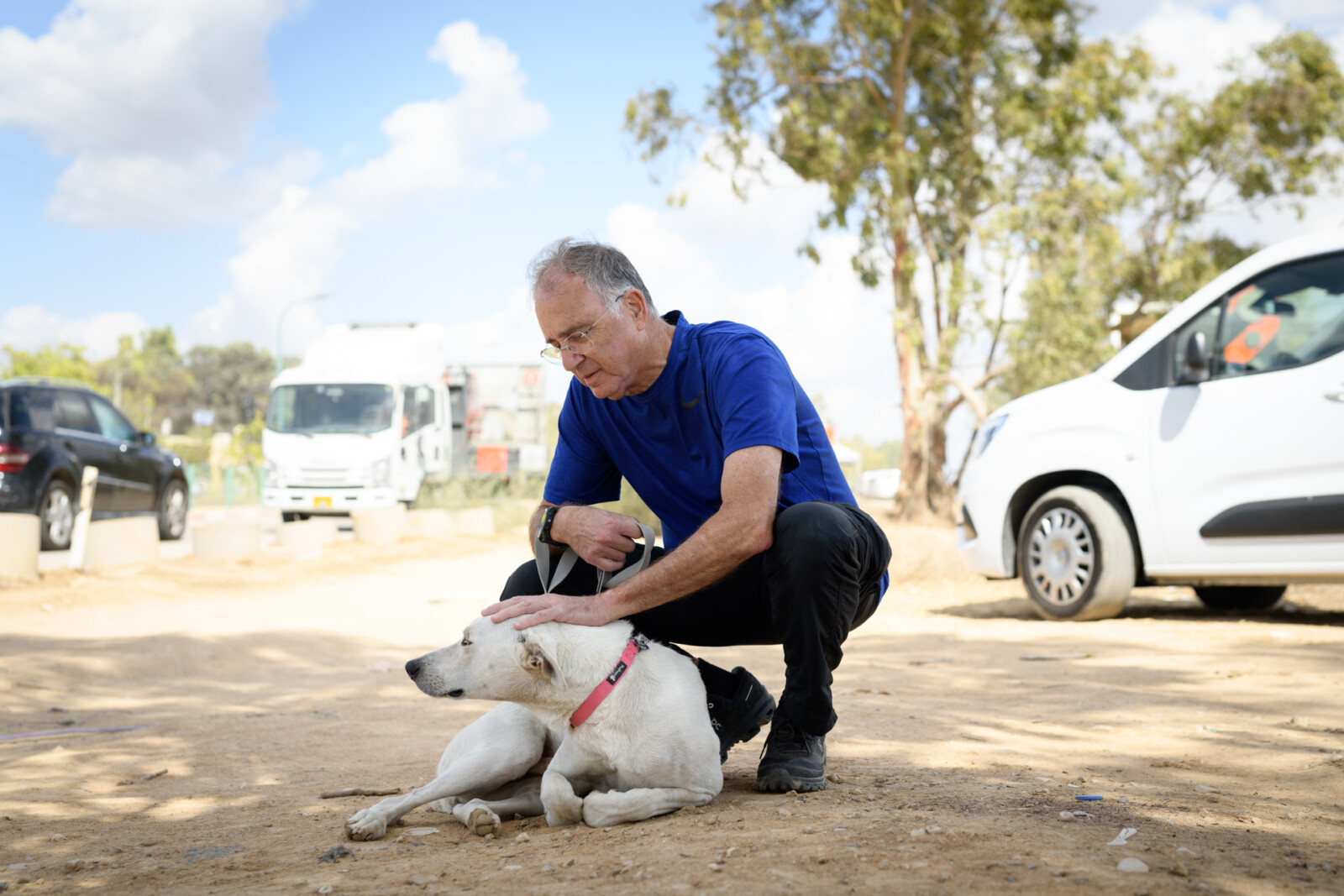 Lt. Col. Uri Ariel at Beit Kama. “They gave me a dog they found and I found a family for it” (Photo: Yonatan Bloom).