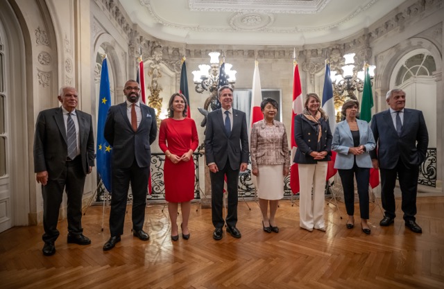 פגישת שרי החוץ של מעצמות המערב והאיחוד האירופי (צילום: Michael Kappeler/dpa via Reuters Connect)