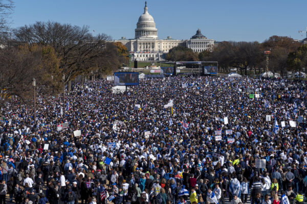 עצרת "מצעד למען ישראל" בקניון הלאומי בוושינגטון (צילום: AP, ג'קלין מרטין)