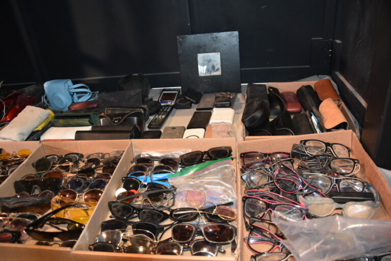 Glasses. "This is equipment that doesn't have an owner and we don't know who it belongs to, but everything here belongs to people." (Photo: Hadas Yom Tov)