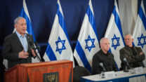 ראש הממשלה נתניהו, שר הביטחון גלנט והשר בני גנץ (צילום: נועם ריבקין פנטון/פלאש90)
