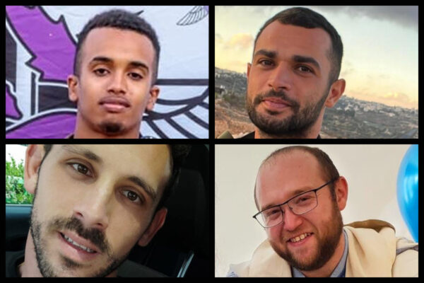 לוחמי צה"ל שנפלו במלחמה, מימין למעלה בכיוון השעון: רס״ר (במיל׳) אנואר סרחאן, רס"ר (במיל') זכריה פסח הבר, רס"ם (במיל') יאיר כץ וסמ"ר אוריה איימלק גושן (צילומים: דובר צה"ל)