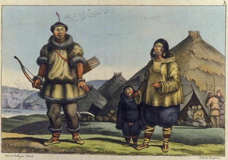תושבי צ'וקוטקה. ציור של הצייר הרוסי-גרמני לואיס כוריס, 1816