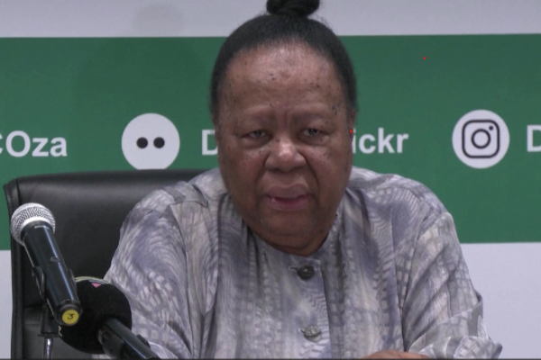 Naledi Pandor, South Africa's Minister of International Relations and Cooperation, explains South Africa's decision to freeze relations with Israel, November 6, 2023 (Screenshot: Reuters).