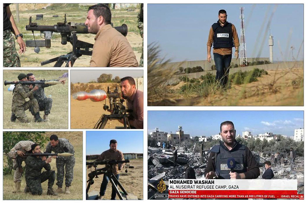 מימין: עיתונאי, משמאל: מחבל (צילומים: דובר צה"ל בערבית)