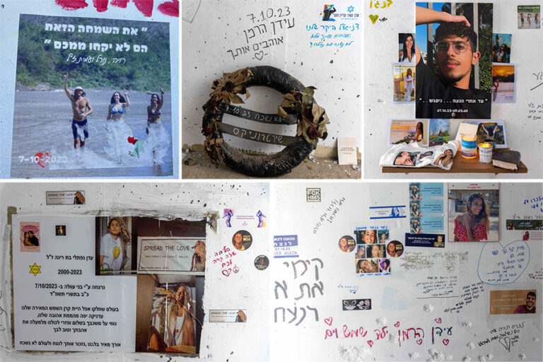מדבקות, זרים ופינות זיכרון במיגוניות (צילומים: יהל פרג', כדיה לוי)