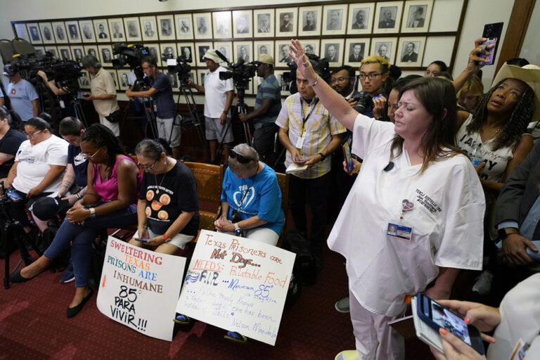 הפגנה בטקסס נגד המחסור במיזוג בבתי הכלא במדינה (צילום: AP Photo)