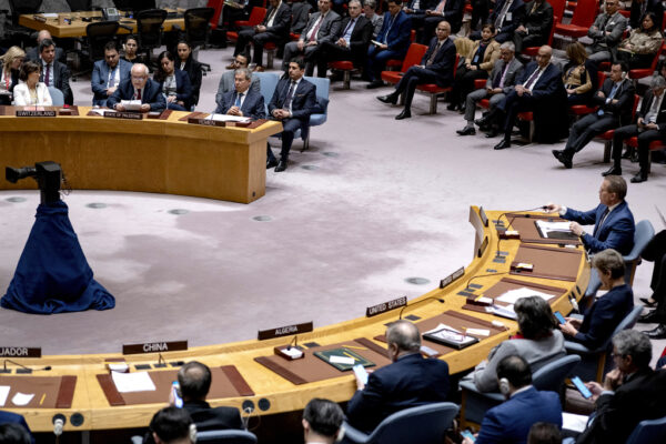 הצבעת מועצת הביטחון של האו"ם על הפסקת האש בלחימה בעזה. ארה"ב נמנעה מהטלת וטו (צילום: Craig Ruttle/AP)