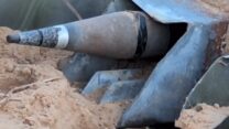 רקטה מוכנה לשיגור בעזה שהושמדה (צילום: דובר צה"ל)
