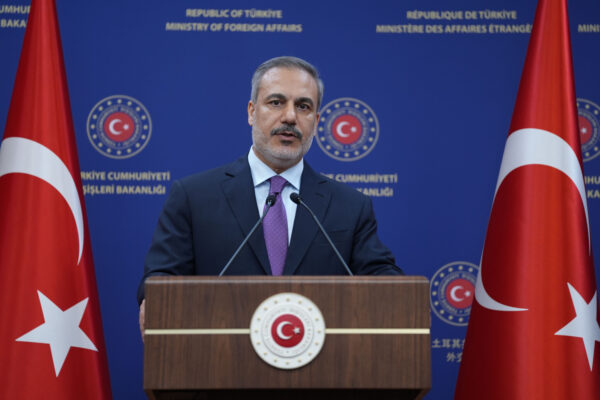 שר החוץ של טורקיה האקן פידאן (צילום: Guven Yilmaz / Anadolu via Reuters Connectri)