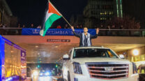 מפגין פרו פלסטיני באוניברסיטת קולומביה, 21 במרץ 2024 (צילום: Anadolu via Reuters Connect)