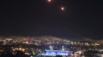 יירוט טילים בליסטיים ששוגרו מאיראן מעל משכן הכנסת בירושלים (צילום: רשתות חברתיות, שימוש לפי סעיף 27א׳ לזכויות יוצרים)