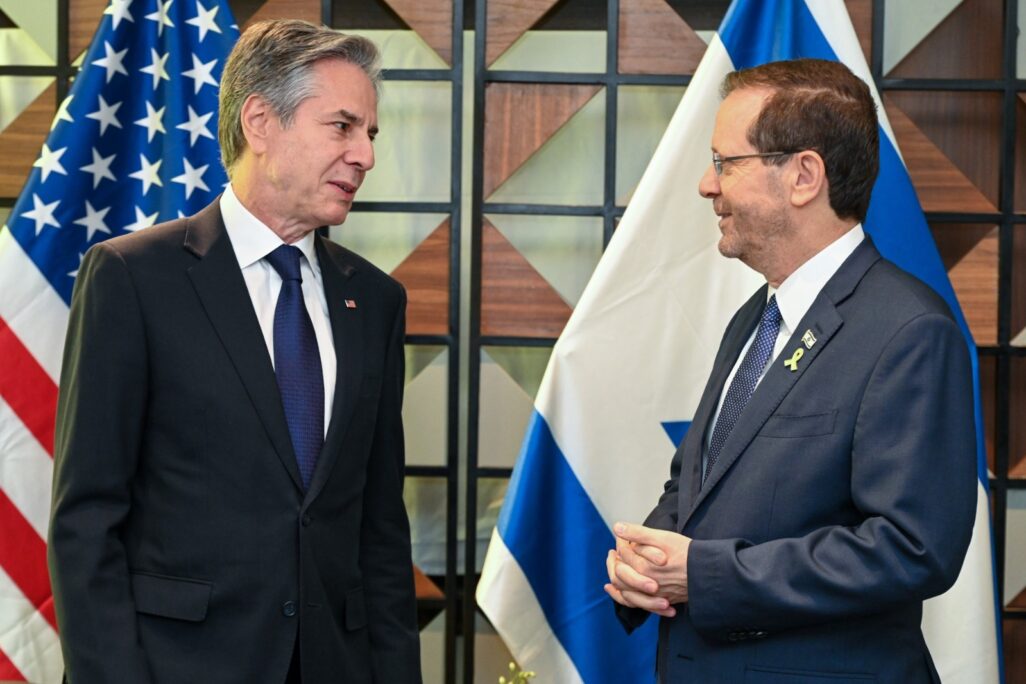 נשיא המדינה יצחק הרצוג נפגש עם מזכיר המדינה האמריקאי אנתוני בלינקן (צילום: מעיין טואף/ לע״מ)
