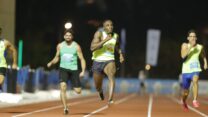 בלסינג אפריפה מנצח בריצת 100 מטר באליפות ישראל באתלטיקה 2024 (צילום: Maxim Dupliy)