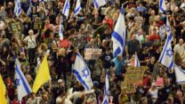 הפגנת מחאה נגד הממשלה בשדרות קפלן בתל אביב, בהשתתפות משפחות חטופים ומשפחות שכולות (צילום: אורן דגן)