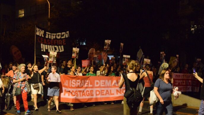 מפגינים למען שחרור החטופים בתל אביב (צילום: אורן דגן)