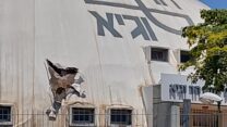 הפגיעה באולם הספורט המיתולוגי (צילום: אבני מידן, באדיבות המועצה האזורית גליל עליון)