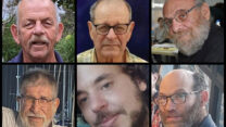 החטופים שגופותיהם חולצו מחאן יונס, מימין למעלה בכיוון השעון: אלכס דנציג, נדב פופלוול, יגב בוכשטב, יורם מצגר, חיים פרי ואברהם מונדר (צילומים: מטה החטופים והנעדרים)