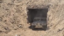 המנהרה שאותרה בציר פילדלפי. התגלתה יחד עם עשרות תוואי תת-קרקע נוספים (צילום: דובר צה"ל)