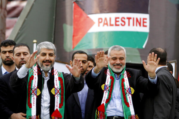 איסמעיל הנייה וח'אלד משעל (צילום: AP Photo/Hatem Moussa)