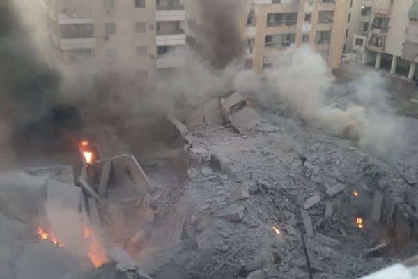 המתחם שהותקף בדאחייה בביירות (צילום: ללא קרדיט)