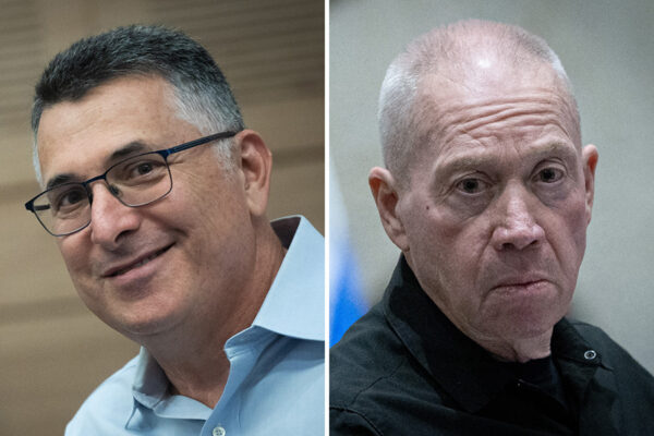 שר הביטחון יואב גלנט וח"כ גדעון סער (צילומים: פלאש 90)