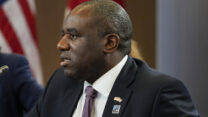 British Foreign Secretary David Lammy speaking during a meeting with Secretary of State Antony Blinken, Wednesday, July 10, 2024, during the NATO summit in Washington. (AP Photo/Stephanie Scarbrough)