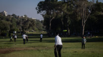 משפחות מבלות בגן סאקר בירושלים ביום קיצי (צילום: חיים גולדברג/פלאש90)