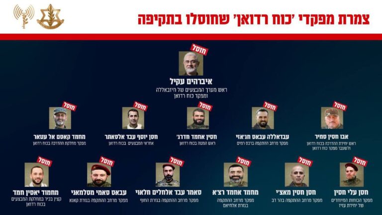 צמרת כוח רדואן שחוסלה בתקיפת צה"ל בבירות ב-20 בספטמבר (צילום: דובר צה"ל)