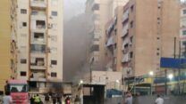בניין שנפגע מתקיפת חיל האוויר בביירות (צילום: רשתות חברתיות)