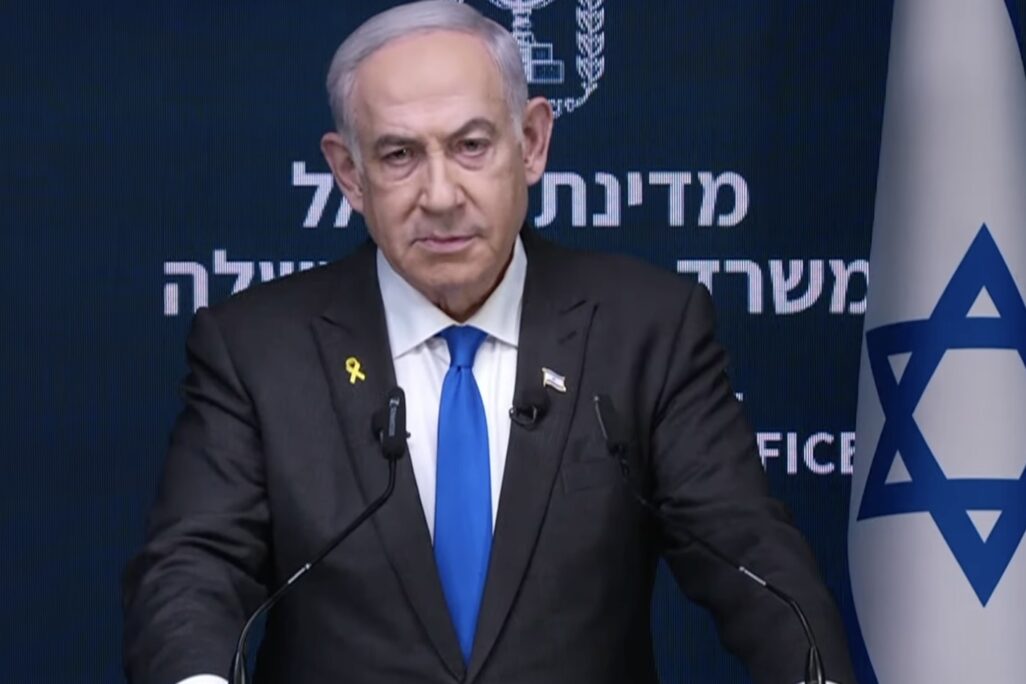 ראש הממשלה בנימין נתניהו בהצהרה לתקשורת (צילום: שידור חי)