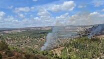 שריפות ביער ביריה בעקבות נפילת רקטות (צילום: מתוך רשתות חברתיות, שימוש לפי סעיף 27א' לחוק זכויות יוצרים))