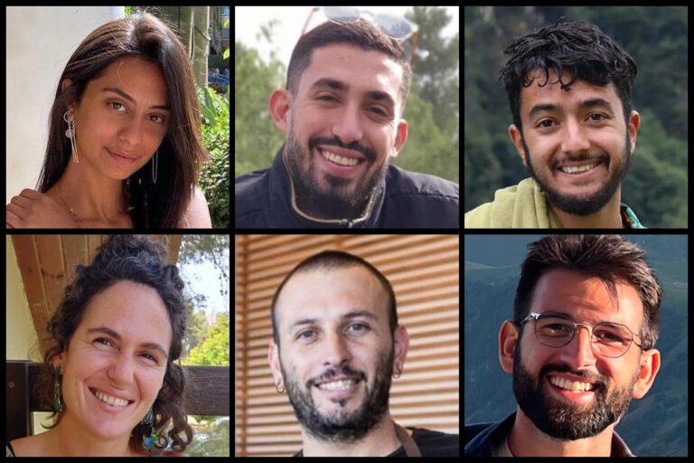 הירש גולדברג-פולין (מימין למעלה), אורי דנינו, עדן ירושלמי, אלמוג סרוסי, אלכסנדר לובנוב וכרמל גת (צילומים: אלבום פרטי)
